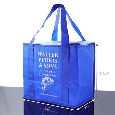 China Grocery Food Delivery Extra Large Insulated Non Woven Thermal Fishmongering Handled Tote Cooler Bag With Customized Logo for sale