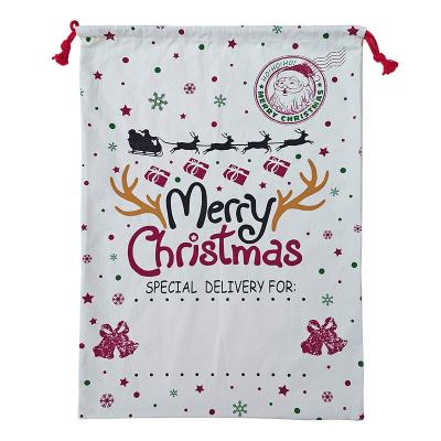 China 100% Custom Christmas Gifts Eco - Friendly / Lightweight / Cheap Canvas Double Drawstring Ties Bag for sale