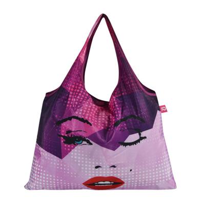 China Tote Bag Large Reusable 210t Heavy Duty Expandable Custom Eco-Friendly Polyester Foldable Shopping Grocery Bag for sale