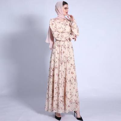 China Latest Elegant Polyester Long Sleeve Women Islamic Clothing Muslim Abaya Dress Muslim Dress for sale