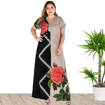 China 2021 Anti-Static Hot Sale Plus Size Maxi Long Floral Print Dresses For Women Wholesale China for sale