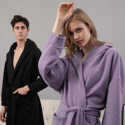 China New Cotton Fleece Breathable Loose Cloth Long Pajamas Men's And Women's Couples Nightgown Casual Comfortable Hooded Bathrobe for sale