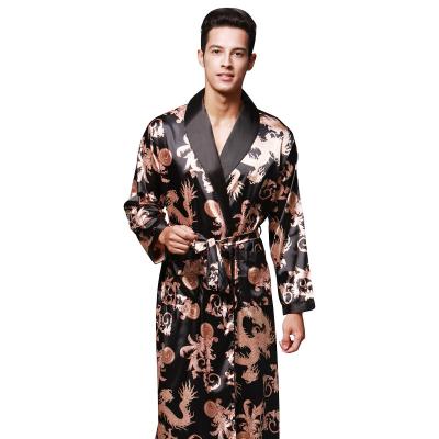 China Silky Soft Robe Man Dressing Gown Satin Long Sleeve Pajamas Men Bathrobe QUICK DRY Sleepwear Nightwear for sale