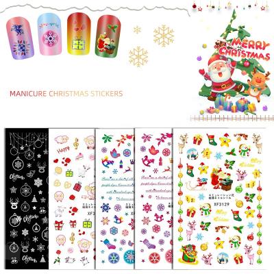 China Eco-friendly Material Christmas Nail Wrap Set Santa Snowflake Moose Pattern Nail Stickers For Nail Art Decoration for sale