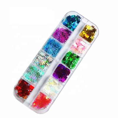 China Eco-friendly Material Hot Selling Christmas Snow Sequins Nail Glitters Christmas Nail Art for sale