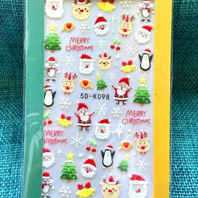 China Easy Apply New 2021 Stereoscopic Embossed Flowers Fruit Halloween Christmas 5D Decals Nail Sticker for sale