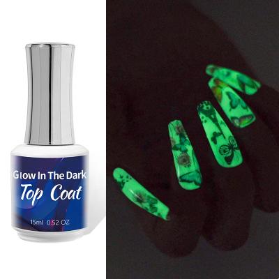 China Eco-friendly Luminous Gel Nail Polish UV LED No Wiping Glow In Dark Nail Top Coat for sale