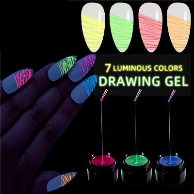 China New Stretching 7ml Spider Gel Paint Eco-friendly Line Art Neon Glow In The Dark Spider UV Gel for sale