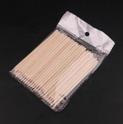 China 100pcs Eco-friendly Nail Wood Sticks Double Sided Wooden Cuticle Pusher Remover Stick For Nail for sale