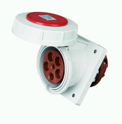 China Large IP67 63A Reef Container Safe Current Red Panel Mounted Angle Socket/Waterproof/Durable for sale