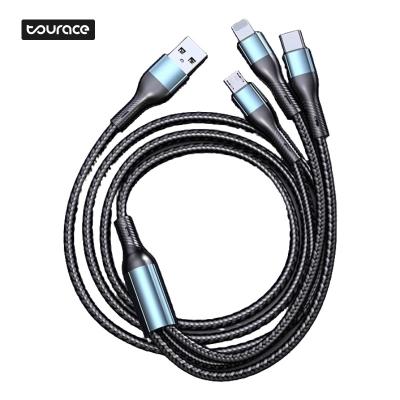 China MP3 / MP4 Player New Arrival 5A Nylon Baided USB Cable Multi-Function 3 In 1 Cable For Mobile Phone for sale