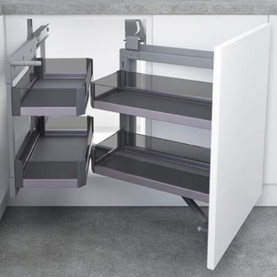 China Stainless Steel Corner Group Magic Corner Corner Rack With Soft-Closing With Anti-Slip Mat 450 Cabinet Galley Unit for sale