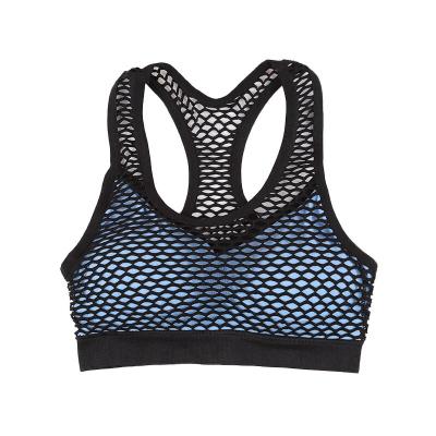 China Breathable Mesh Sports Bra Hollow Out Sports Fitness Yoga Bras Women Gym Seamless Top Padded Shockproof Vest Lift Up Running Crop Top for sale