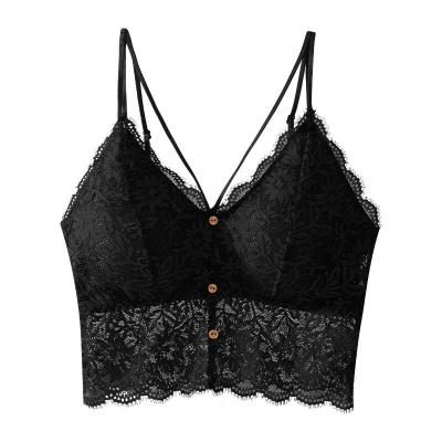 China Summer V-Neck Women Girls Bralette Beautiful Cup Vest Bra Wire Free Breathable Short Back Strapless Top Tube Top Lace Up Chest Wrap for sale