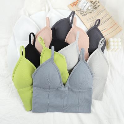 China Large V-Back Threaded Suspension Belt Strapless Triangle Cup Sports Bra Bottom Deep Chest Wrap Viable for sale