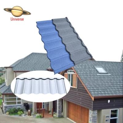 China Beautiful Universe Modern Roof Stone Colored Metal Roofing Anti-fading Coated Steel Sheet Roofing Tile for sale