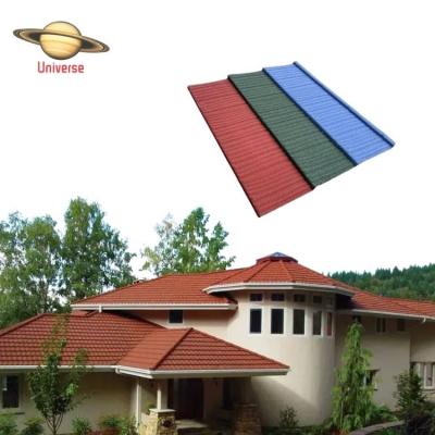 China Modern Cheapest Price 1340*420mm Colorful Stone Zinc-aluminum Metal Coated Roof Tile In South Africa For Villas for sale