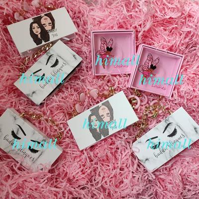 China Multi Chain Eyelash Box Luxury Logo Eyelash Box Custom Lash Box Packaging With Chain for sale