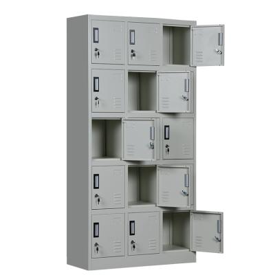 China Eco-friendly Waterproof Moisture-proof Storage Cabinet Bathroom Luoyang Gymnasium Steel Locker 15 Door Locker for sale