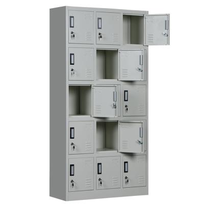 China Eco - Friendly Wholesale Multi Color 15 Door Storage Cabinet Wardrobe Steel Locker for sale