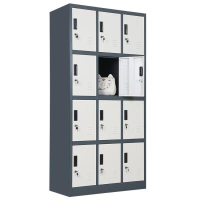 China Eco - Friendly Multi Function Metal Bathroom Utilize 12 Doors Steel Wardrobe Shoe Storage Cabinet Locker for sale