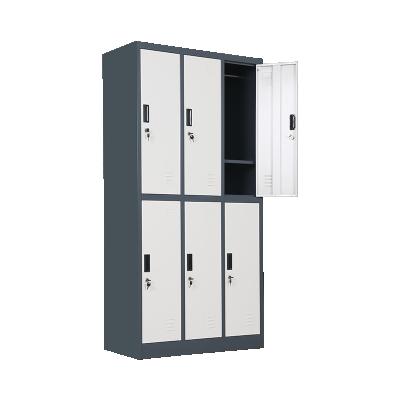 China (Other) 6 Door Adjustable Locker Room Wardrobe Bedroom Furniture Metal Metal Wardrobe Lockers with Lock for sale