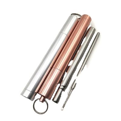 China Stainless Steel Adjustable Reusable Viable Straw Telescopic Collapsible Drinking Straw for sale