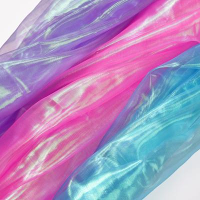 China Glass Breathable Unreal Yarn Single Colored Laser Color Net Human Cloth for sale