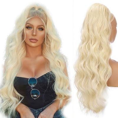 China Long Curly Straight Synthetic Drawstring Ponytail Ponytail Long Straight Wavy Clip In Wig Black Wave Ponytail For Black Women >=60% that slesale for sale