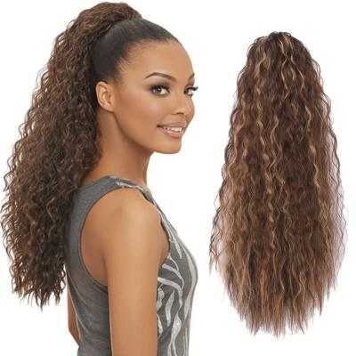 China Hot Selling Wholesale Long Curly Straight 23 Inch Drawstring Ponytail Long Fluffy Curly Hair Extension Cosplay For Women 2020 for sale