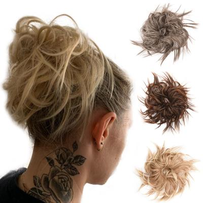 China Buns Wholesale Natural Bun Messy Straight Wig Synthetic Messy Straight Wig Scrunchie Hair Elastic Band Fake Hair High Temperature Fiber for sale