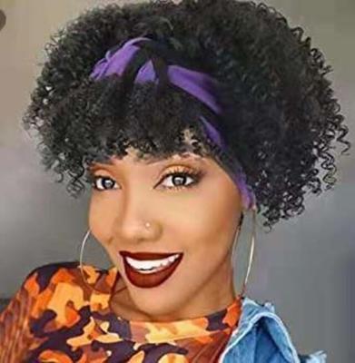 China Hot Selling Curly Curly Headband Wigs For Color Women Synthetic Short Afro Kinky Curly Headband Wigs For Women Baby Hair For Black Women for sale