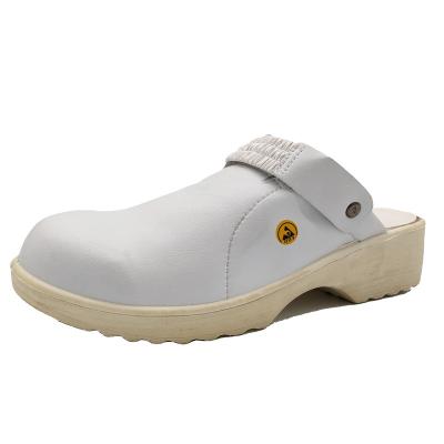 China White Leather SRC SRC ESD Lab Clogs Safety Shoes for sale