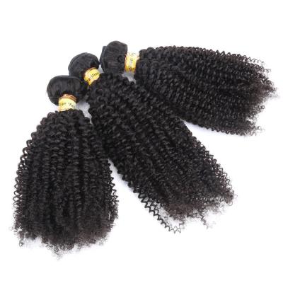 China 100% Unprocessed Kinky Curly Virgin Human Hair Extensions Afro Kinky Curly Natural Black 100% Black Hair Weave Bundles for sale