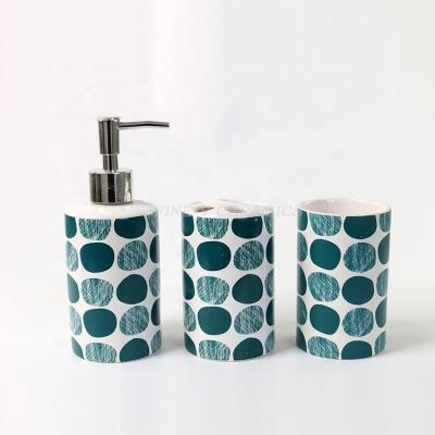 China Sustainable 4 Piece LOGO Modern Custom Nordic Printed Ceramic Bathroom Accessories Set for sale