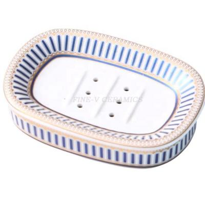 China Nordic Creative Viable Toilet Shelf Holder Double Soap Box Toilet Filter Ceramic Porcelain Bathtub Soap Dish for sale