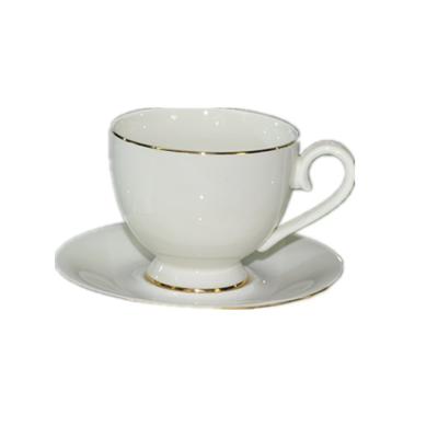 China Nordic Style Bone China Gold Wire Stocked Coffee Cup And Saucer for sale