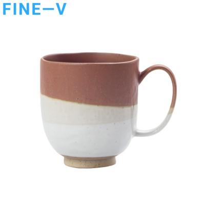 China New Design Two Tone Promotion Gift Retro Viable Latte Cups Vintage Ceramic Coffee Mug With Natural Big Handle Stoneware Mug for sale