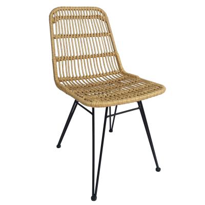 China K/D Design TW8714 Restaurant Garden Metal PE Rattan Outdoor Chair Dining Chair Black Metal Dining Chair for sale