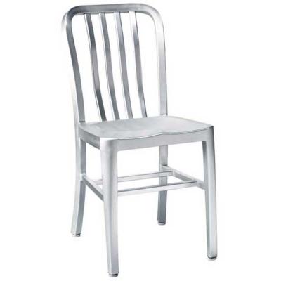 China Full Welding Aluminum Structure TW1005 Restaurant Outdoor Bistros Brushed And Anodized Metal Navy Chair Dining Chair for sale