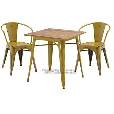 China TW8002 Modern Steel Industrial Dining Table And Chair Set Metal Armchair for sale