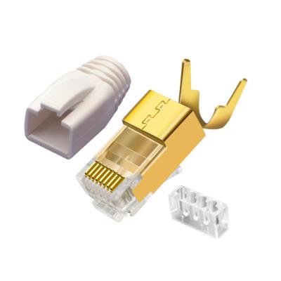 China New Design RJ45 Network Connector FTP CAT6A CAT7 4up4down 2pcs 3 prongs 50u with Tail Modular Plug for sale