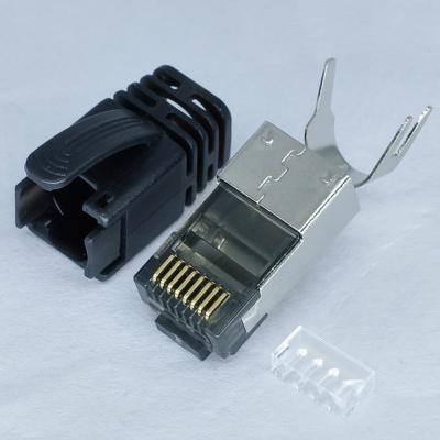 China Hot Sale Fashion Cat8 50u" Cat6a Utp Cat8 Rj45 Ftp 5e Network Mini Metal Flexural Latch Industrial 7 New Design Protected Socket for sale