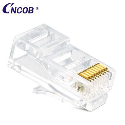 China factory wholesale 3prongs50u Cncob crystal LAN modular connector socket Utp 8p8c rj45 fcc head cat5e crystal head for sale