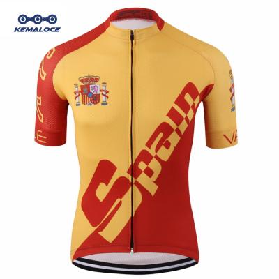 China Spain Antibacterial Professional Cycle Top, Custom Bike Clothing, Mens Orange Jersey Bicycle Cycling Reflective Shirt for sale