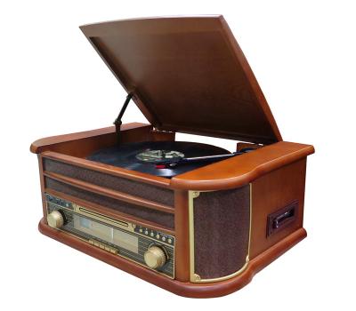 China USB Coding with Wooden CD and Cassette Blue--Cog Player Turntable Vinyl Record Player with USB CD Cassette Play for sale