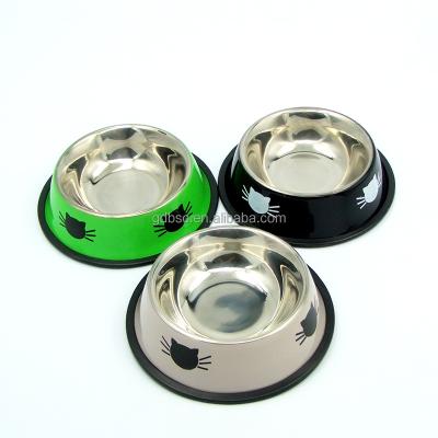 China Stainless Steel Cat Bowl Cat Accessories Non-slip Viable Bowl for sale