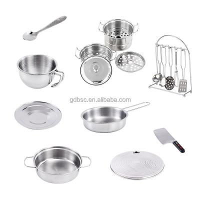 China Stainless Steel Stainless Steel Pretend Play Toy Kitchen Set Cooking Tool Kit Toy for sale