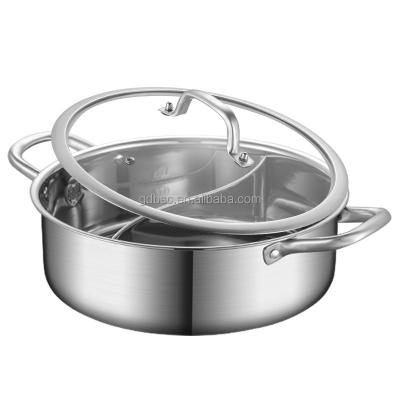 China Sustainable Hotpot Two Flavor 304 Stainless Steel Hot Pot With Divider for sale