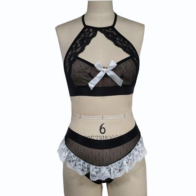 China Custom Made Black Quick Dry Breathable Anti-UV 2 Piece Lace Lingerie Japanese Mature Women's Sexy Lingerie for sale